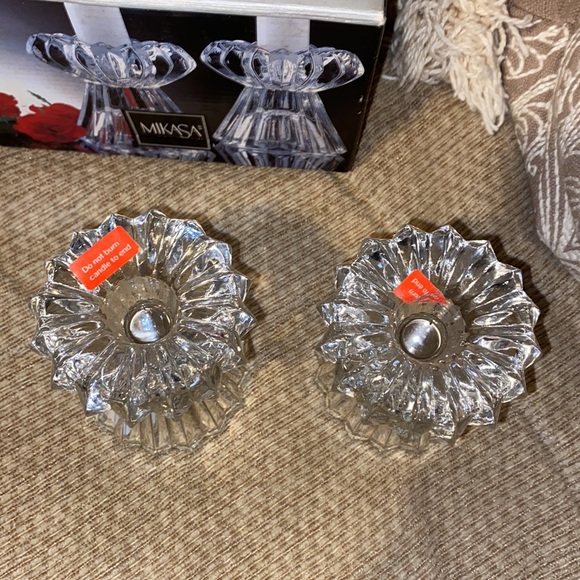 🕯️ NWT Mikasa Vintage Diamond Fire Pair of Candle Holders - Picture 8 of 14
